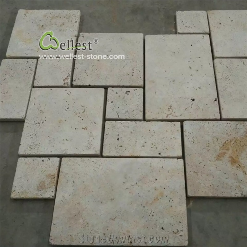 Pool Covering French Pattern Travertine Paver