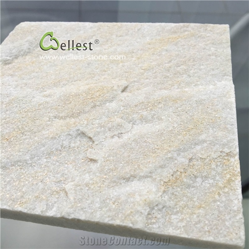 Split Beige Quartzite Wall Cladding Stone Tiles