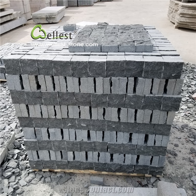 Split Black Granite Driveway Cube Stone Paver