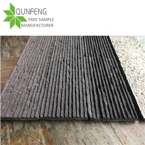 Artificial Slate Panel Black Stacked Stone Veneer