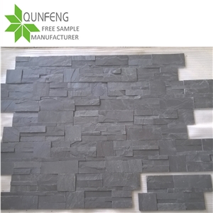 Black Slate Wall Panel Split Stacked Stone Veneer