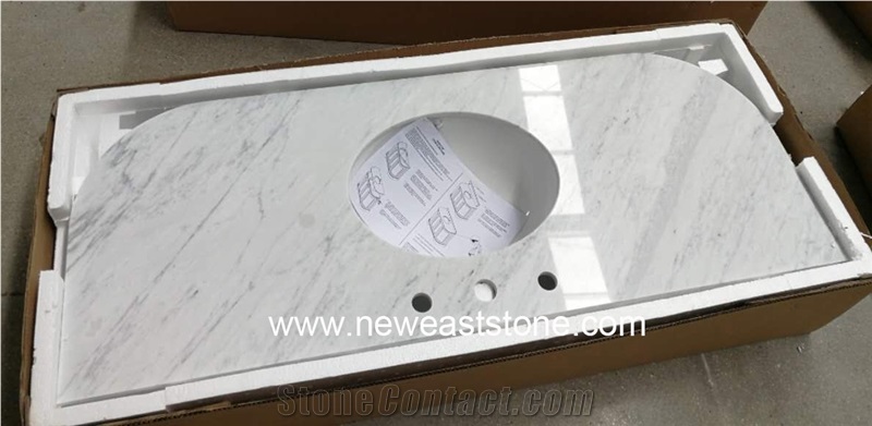 Prefab Carrara White Marble Bathroom Vanities Tops
