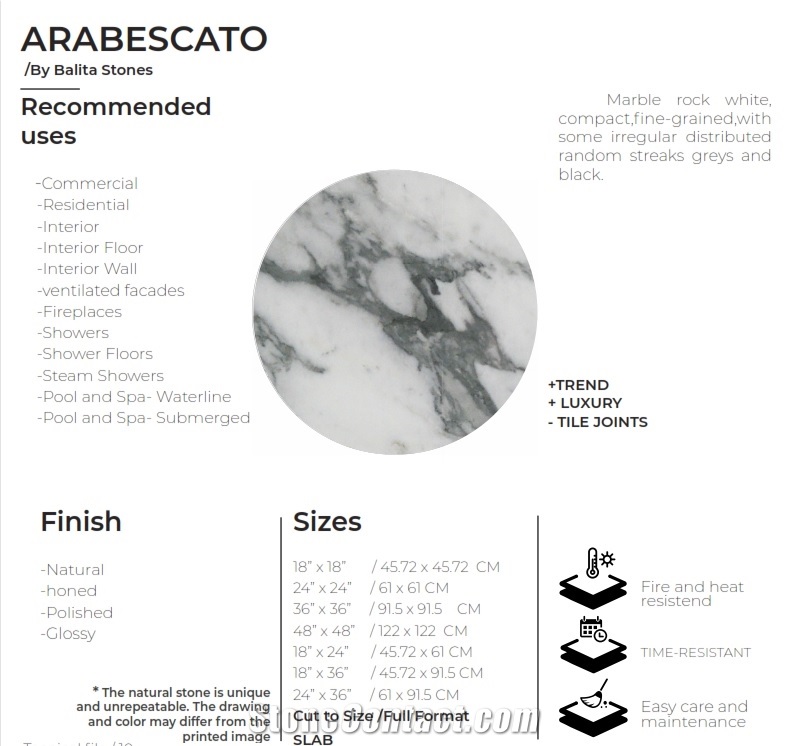 Arabescato White Marble, Tiles & Slabs