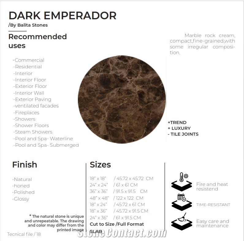 Dark Emperador Marble Slabs