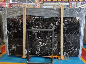 Century Black ice flower portoro marble slabs