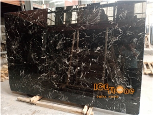 Chinese Black Ice Flower Marble Slabs & Tiles