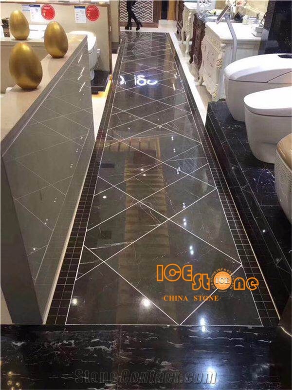 Pietra Grey Marble Slabs & Tiles Project