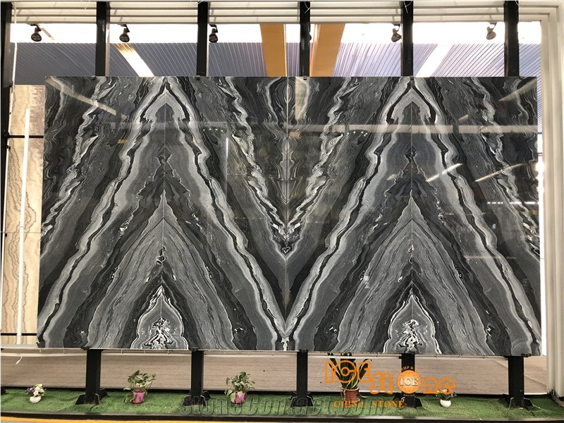 Crystal Black marble slabs & tiles bookmatch