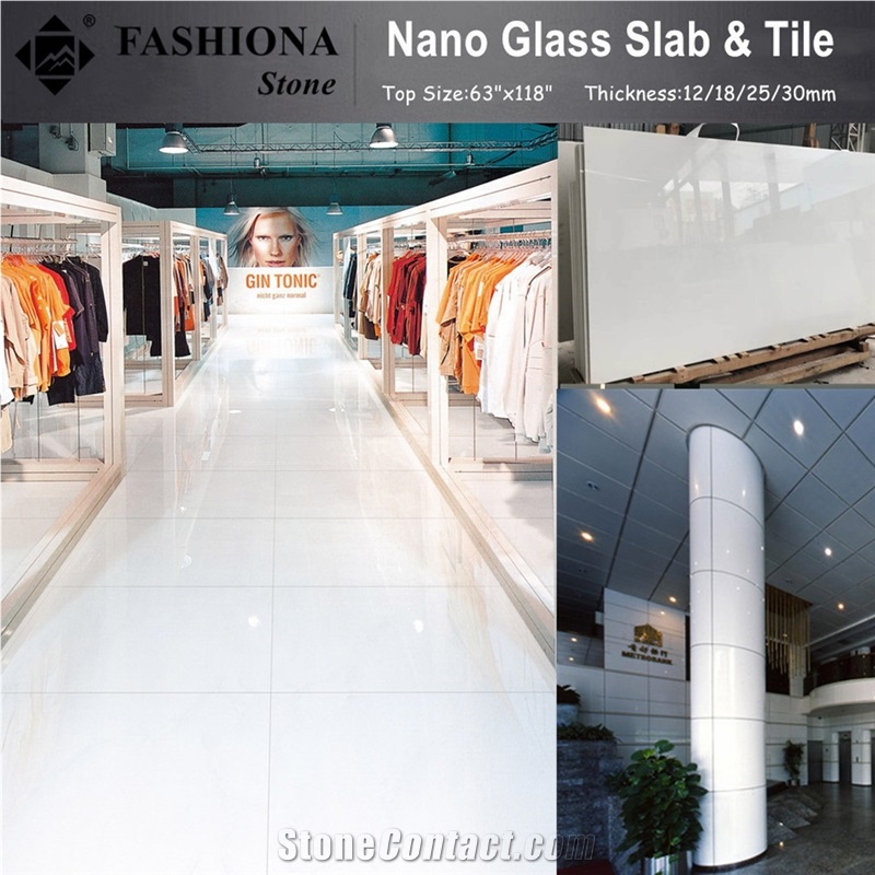 Manmade White Marble,Crystallized Nano Glass Stone Slabs for Interior & Exterior