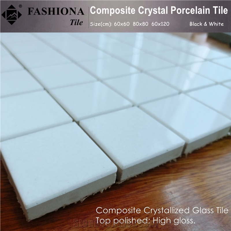 White Crystallized Glass Stone Mosaic,High Gloss & Polished