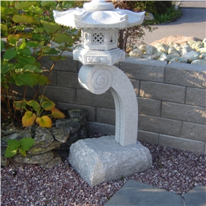 Oriental Outdoor Japanese Carved Stone Lantern