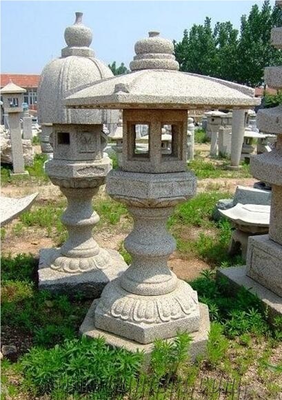 Oriental Outdoor Japanese Carved Stone Lantern
