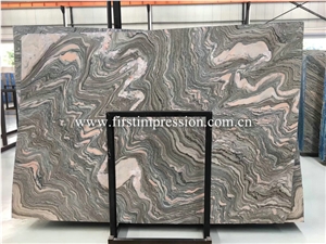 China Water Cloudy Grey Golden Vein Marble Slabs