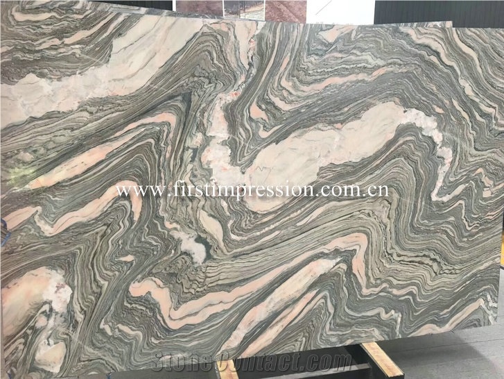 China Water Cloudy Grey Golden Vein Marble Slabs