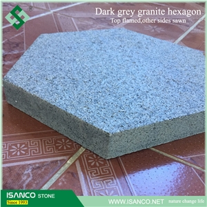 Wholesale Dark Grey Granite Hexagon Flamed Tiles