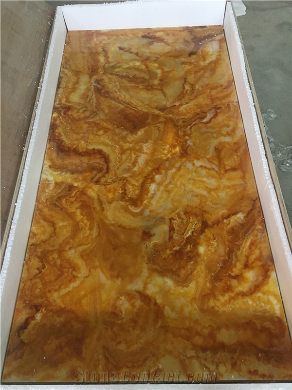 Artificial Yellow Onyx Faux Backlit Wall Panel