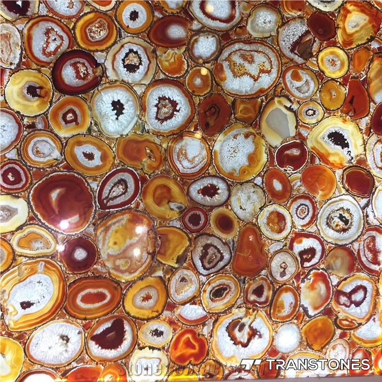 Decorated Translucent Natural Agate Sheet