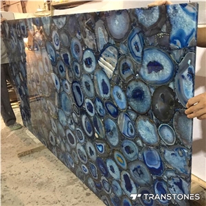 Polished Blue Large Agate Natural Stone Wall Decor