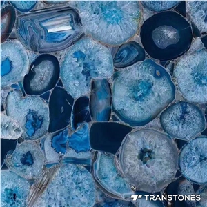 Polished Blue Large Agate Natural Stone Wall Decor