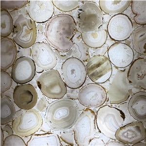 Translucent Artificial White Color Agate Slabs