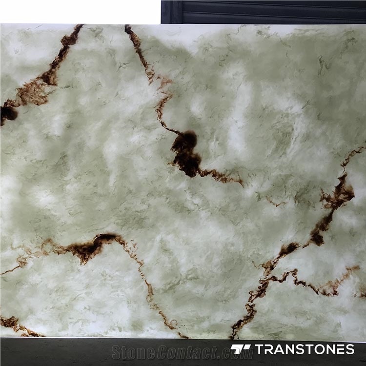 Transparent Faux Stone Green Onyx Wall Panels
