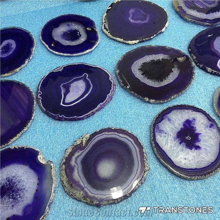 Transtones Purple Agate Slice Home Decors Stone