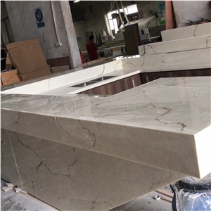 White Decorative Backlit Faux Alabaster Bar Counter