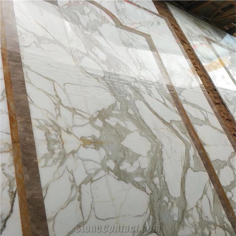 Calacatta Marble Tile White Gold Color Stone
