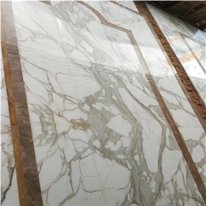 Calacatta Marble Tile White Gold Color Stone