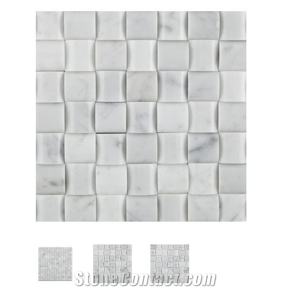 Carrara White Marble Mosaic Tiles Basket Weave Mosaic