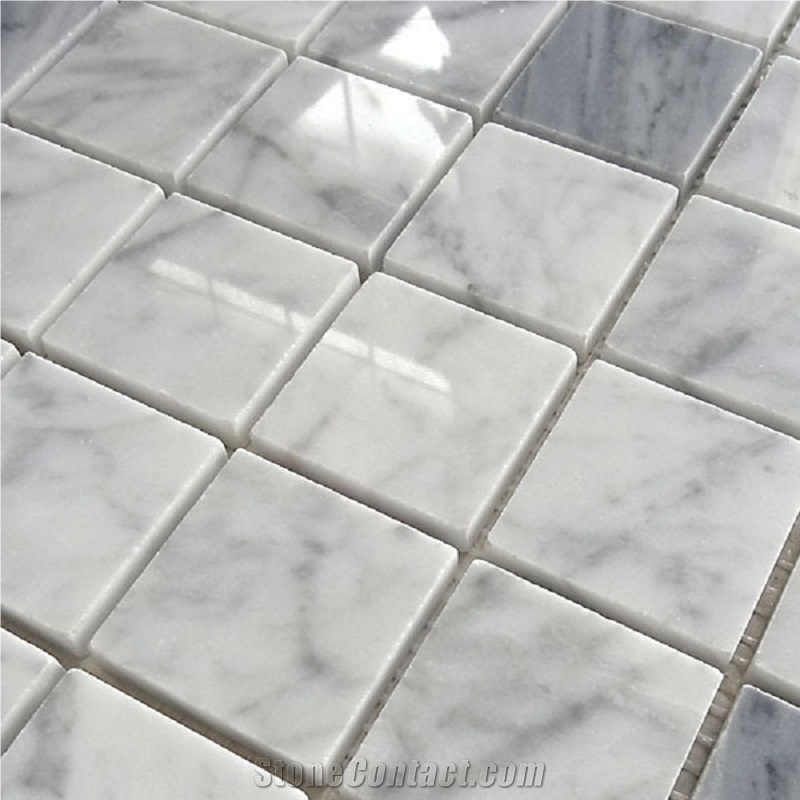 Square Chips White Mosaic Marble Tiles