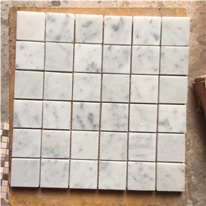 Square Chips White Mosaic Marble Tiles