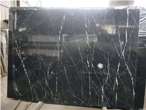 China Nero Marquina Marble Slabs Black Stone
