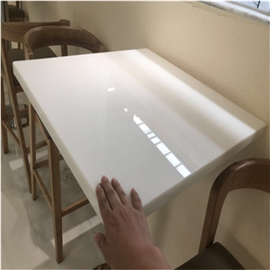 Nano White Crystal Glass Table Top Round Cafe Top