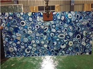 Translucent Blue Agate Sheet for Reception Top Decors