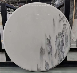 Blue Sky White Cloud Round Marble Table Tops