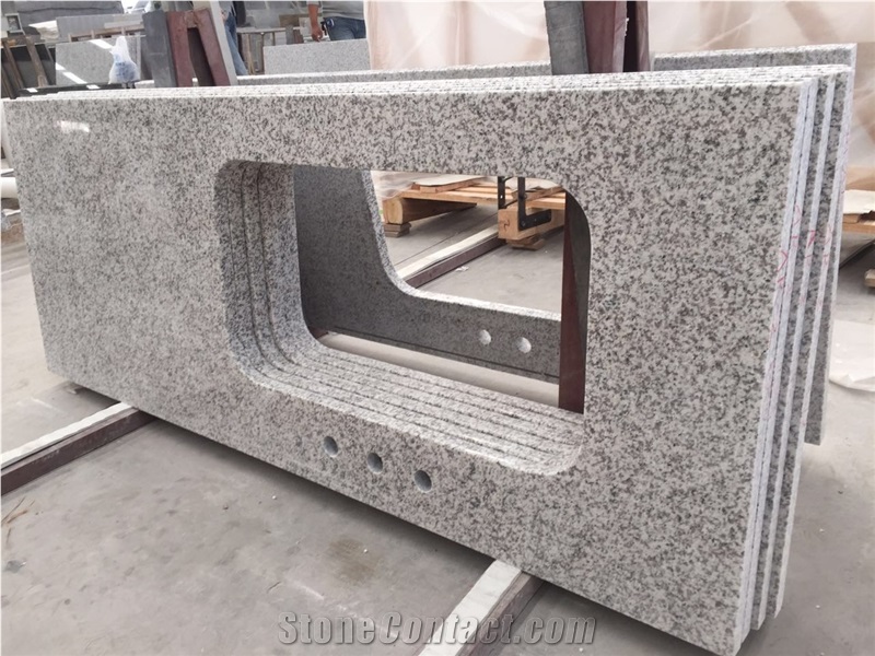 G655 Gray Granite Stone Prefab Bathroom Vanity Top