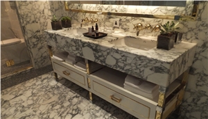 Arabescato Stone,Italian White Marble Bathroom Decorating