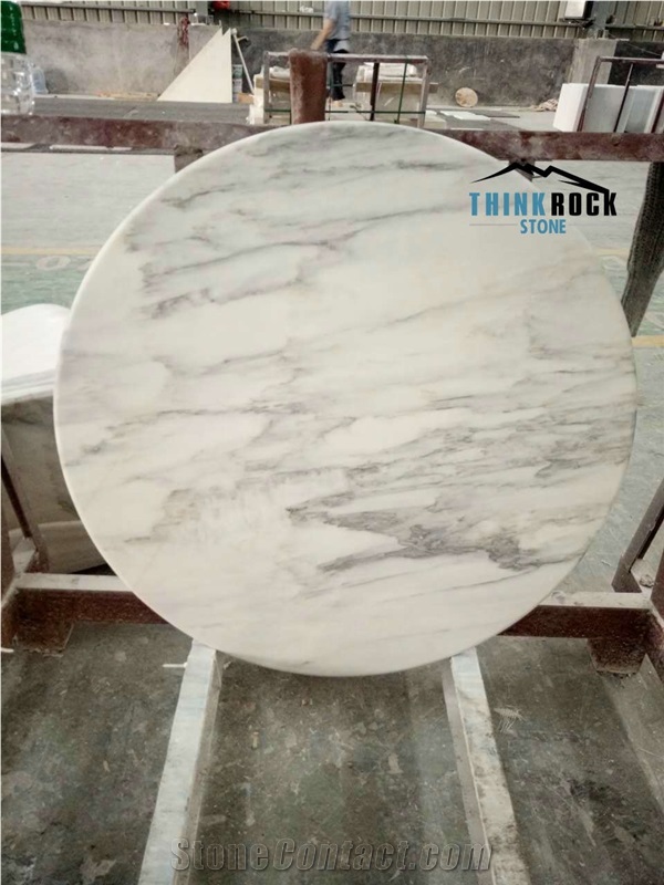 Bianco Calacatta Marble Round Coffee Table Tops