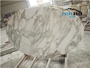 Customized Calacatta White Marble Round Table Tops