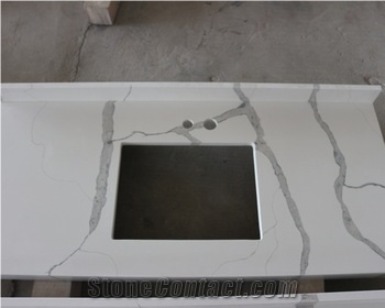 Calacatta White Quartz Bathroom Vanity Top Factory