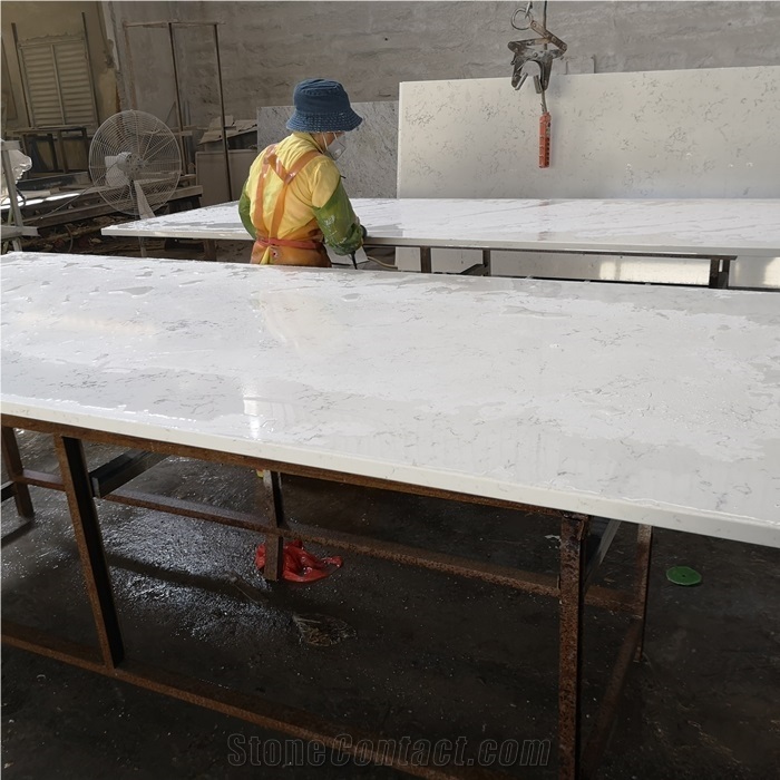 Carrara White Quartz Slab for Countertop Design