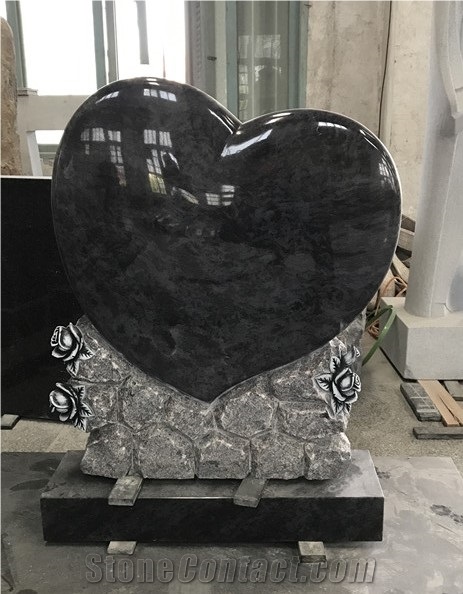 Engraved Tombstone Bevel Heart Headstone Design