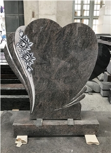 Engraved Tombstone Bevel Heart Headstone Design