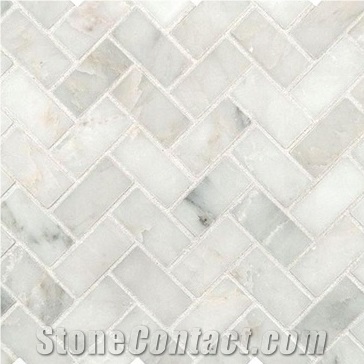 White Marble Herringbone Mosaic for Floor and Wall