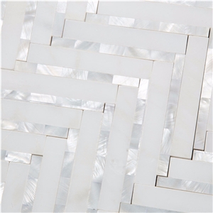White Marble Pearl Shell Mosaic Tiles Backsplash