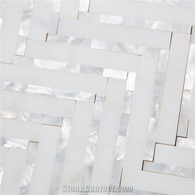 White Marble Pearl Shell Mosaic Tiles Backsplash