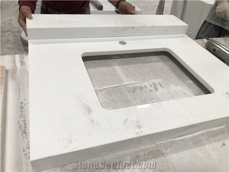 Pure White Crushed Recycled Glass Bathroom Tops