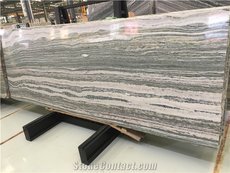Emerald Wood Grain Marble Bookmatched Slab