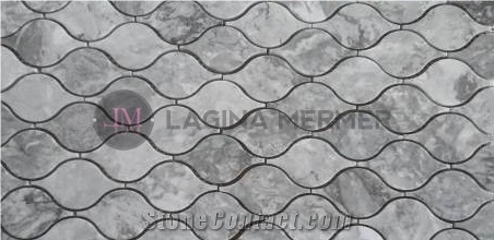 Polished Silver Grey Marble Drop Mosaics